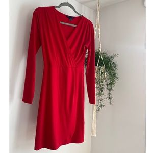 French Connection red wrap dress style